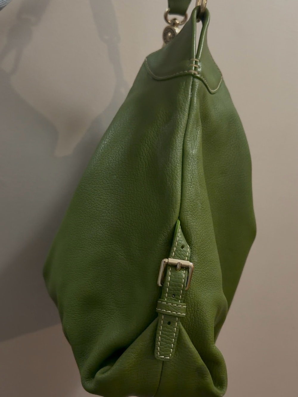 Green Leather Hobo Shoulder Bag